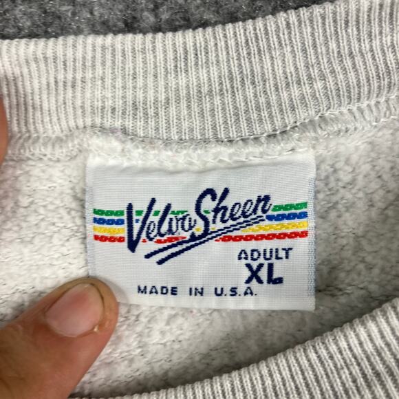 Velva Sheen Sweatshirt Mens XL Gray Striped Tan-Tar-A Resort Graphic Vintage - Picture 6 of 10